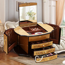 Heirloom solid wood jewelry box piano paint Princess European style with mirror super large capacity wedding birthday gift with lock