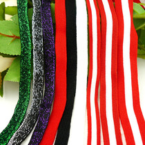 Black and white red and white silver silk polyester cross-pull knit strap sportswear pants side strip trim strap