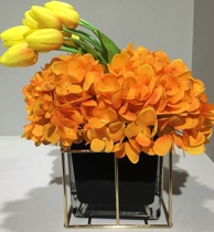 Orange hydrangea finished simulation flower Hong Kong style metal light luxury model room coffee table bedside table small table fake floral ornaments