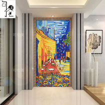 Decorative painting mosaic puzzle Van Gogh Starry Sky Cafe European-style porch crossing guest restaurant cut painting background wall tiles