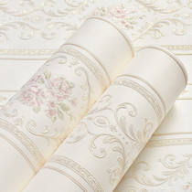 Home European wallpaper self-pasting bedroom warm stripe 3d stereo living room film and television background decoration wallpaper