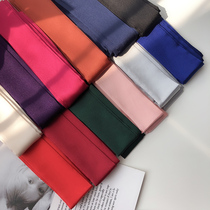 Korean version of spring and autumn narrow ultra-long small long scarf Silk scarf tie belt satin wild black solid color womens scarf scarf