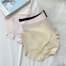 Small waist 0 sense no trace casual cut medium high waist light abdomen ice silk underwear fresh simple and comfortable