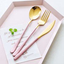 Steak knife and fork suit Western tableware household piece 304 stainless steel knife and fork spoon three sets of high-grade full