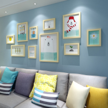 Nordic solid wood photo wall European style frame wall hipster creative combination living room hanging wall modern simple picture wall