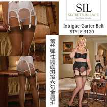 In Stock USA Secrets In Lace Intrigue Satin Lace Spliced Metal Buckle 6 Hook Garter Strap