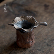 Coarse pottery tea drain Creative Kung fu funnel tea filter set Leaf tea separator Ceramic household tea tea filter