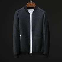 Value off-season mens business casual wool jacket mens baseball collar simple thick cotton wool jacket men