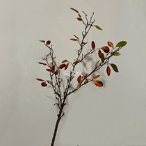 Kyung City Designer Manufacturer Straight Battalion Personality Foaming Rod High Imitation Autumn Color Leaf Blade Flower Bouquet Floral Dried Branches Leaf material