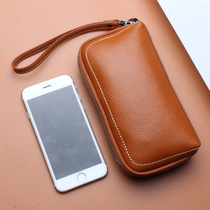 European and American fashion headlayer cow leather handbag with leather girl type long purse minimalist utility mobile phone bag soft leather wallet