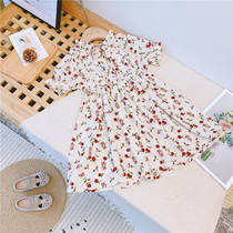 2022 childrens clothing girl summer girl standout collar dress child skirt Broken Flowers Snowspun Fairy baby princess dress