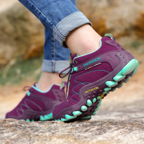 Autumn and winter outdoor climbing shoes female non-slip jian zhen xie wear-resistant low-top hiking shoes waterproof field pa shan xie female