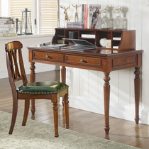 American solid wood retro desk bookshelf combination simple modern small apartment bedroom computer desk writing desk