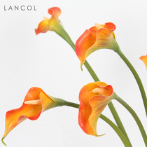 Blue-American minimalist simulation flower orange colored with bunches sea artichokes hand-in-the-livingroom decent board room photography fake flowers