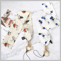ins Lady Wind Flower line mobile phone silk scarf lanyard long sling silk mobile phone chain short wrist rope hanging