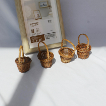 Korean sweetheart flower basket mini flower basket hand-made wintered rattan zakka photo props