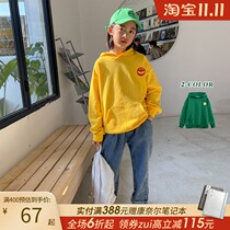 Princess Nuo Nuo 2021 New Spring chest fruit print hooded sweater children Foreign style Joker