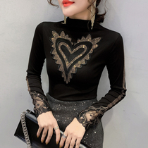 Europe station 2020 autumn and winter new half high collar inlaid with undershirt woman upholswear and sweater t-shirt long sleeve foreign air blouse