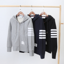 Childrens trend TB spring and autumn cotton hooded sweater hoodie cardigan mens and womens tide card casual coat