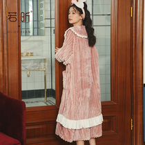 Coral Suede Pajamas Pyjamas Autumn Winter Womens New 2021 Cute Thickened Student Flannel Suede Long home dress