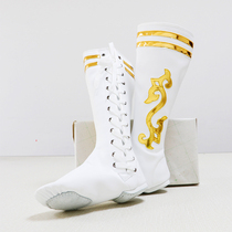 Mongolian Dance Shoes Tibetan Dance Stage Performance Shoes White Jazz Shoes Monfolk Dance Shoes High Cylinder Soft Bottom Dance Boots