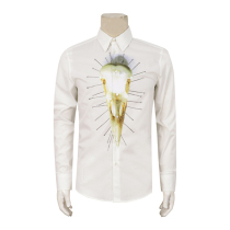 Special 550-R CHMOND spring and autumn mens casual long-sleeved shirt white chest printing pure cotton