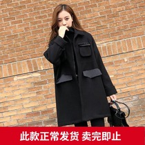 Hepburn wind wool coat female Korean version 2021 autumn and winter new fashion loose coat medium long small child