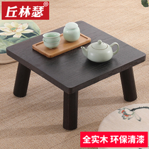 Japanese-style burning Tung wood bay window table Solid wood Tatami coffee table Windowsill bed table above small coffee table Kang several Chinese studies table