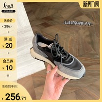  (sheii Su Yinyin)Giant giant is easy to wear~Korean leather color matching Forrest Gump casual sports shoes female daddy shoes