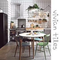 Nordic porcelain matte black and white mosaic tiles Kitchen wall tiles Bathroom nine grid floor tiles 300 tiles