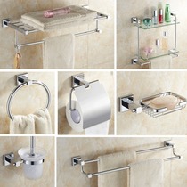 Bathroom full copper electroplated color double-layer basket Towel bar Towel rack Bath towel rack Bathroom bathroom pendant set