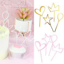 Party baking birthday cake decoration acrylic plug-in love Crown insert star balloon short Pen card card