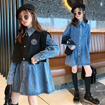 Girls Spring Dress 2022 New Child Fashion Horse Two Kids Cowl Kits in Spring Cowl Dress