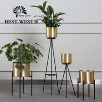 Designer recommends model room soft floor flower vase home decoration metal ornaments Villa decoration