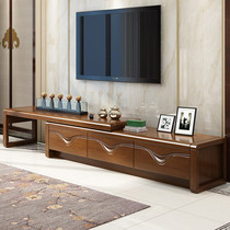  Solid wood TV cabinet New Chinese style modern simple telescopic floor cabinet Coffee table combination multi-pumping locker living room furniture