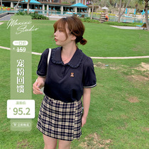 (Pet feedback 8 discount buy as low as 95 2 yuan) Doll collar short sleeve T-shirt pure polo shirt