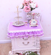 Rose lace purple satin tablecloth bedside table cloth tablecloth can be customized