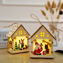 Christmas decorations creative wooden Christmas house window decoration pendant Christmas tree snowman deer cabin ornaments