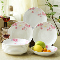 Home creative ceramics 10 dishes set tableware set tableware personalized salad round dish cute and beautiful plate