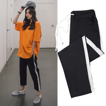 Sports pants 2020 autumn and winter New loose straight tube black ins tide casual comfortable slim Joker casual pants