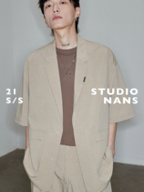 (NANS) light coveting flat refuting collar profile 50% sleeve casual suit jacket WOOL BLAZER