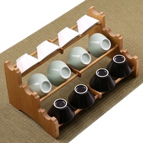  Storage rack Multi-layer storage rack Water cup Tea cup rack Tea table folding drain rack Tea art zero with wood