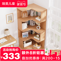 Simple Solid Wood Corner Bookshelf Students Landing Library Corner Bookcase Combined Living Room Bedroom Containing Shelve