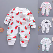 Baby conjoined clothes cotton newborn children autumn dress newborn 0 pajamas female male 3 baby spring and autumn ha clothing long sleeve