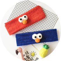 South Korea ulzzang East Gate funny Sesame Street big eyes hair belt Harajuku soft cute headband sports hair hoop