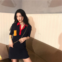 sandro bassa summer short-sleeved shirt dress 2020 new high-waisted thin knitted skirt casual short skirt