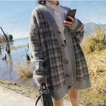 Counter 2021 Autumn New Korean medium long thick lax style loose knitted cardigan sweater coat