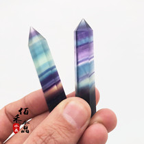 Natural color fluorite single-tip Crystal hexagonal prism ornaments mens and womens pendants jewelry pendants colorful original stone