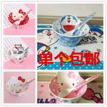 Special price cartoon children anti-drop bowl Doraemon robot melamine bowl plate Cup KT cat imitation porcelain tableware set