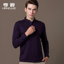 Mulberry Silk Wool Long Sleeve T Shirt Male Business Turtlenecks Loose Middle-aged Men Polo Shirt Dad Clothes Spring Clothes